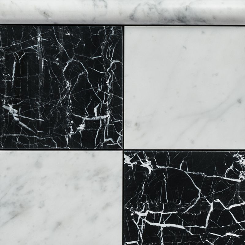 Carrara Goya & Nero Marquina Honed Marble 150×75 and Bead Border