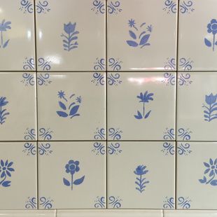 Decorative Wall Tile Panel - Louise Corners and Flowers