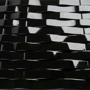 Subway - Black Gloss Weave Wall Tiles 400×50  in Strecher Bond Design