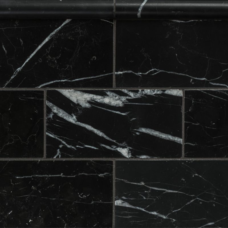 Nero Marquina Honed Marble 150×75 and Bead Border