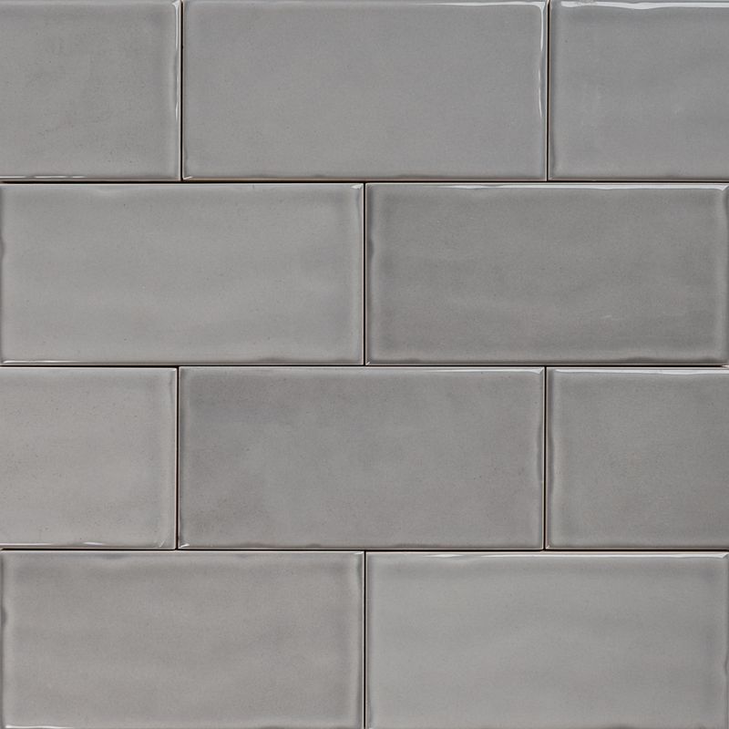 Subway Pale Grey Gloss Wall Tiles 150×75 Classico Textured in Stretcher Bond Design